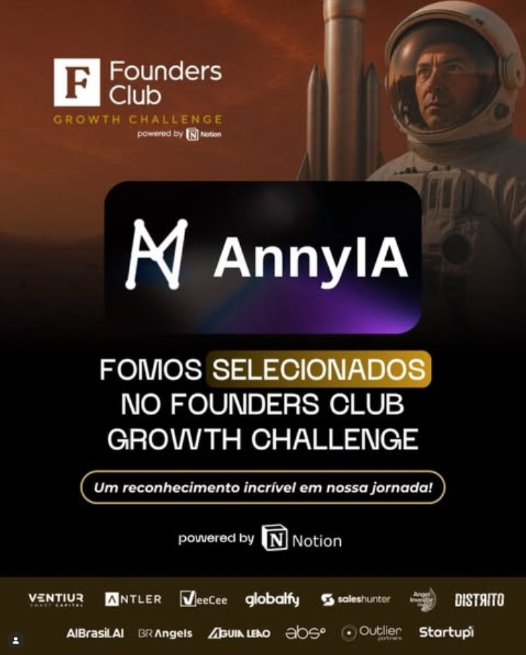 AnnyIA é selecionada para o Founders Club Growth Challenge 2026